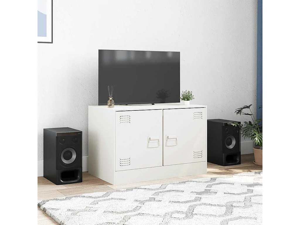 Mueble para TV  | Gabinete de TV |  Mueble de salón de acero blanco 67x39x44 cm