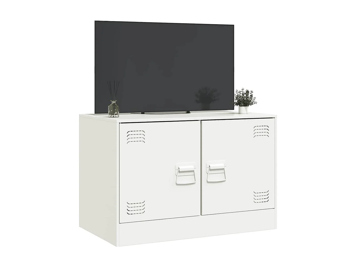 Mueble para TV  | Gabinete de TV |  Mueble de salón de acero blanco 67x39x44 cm