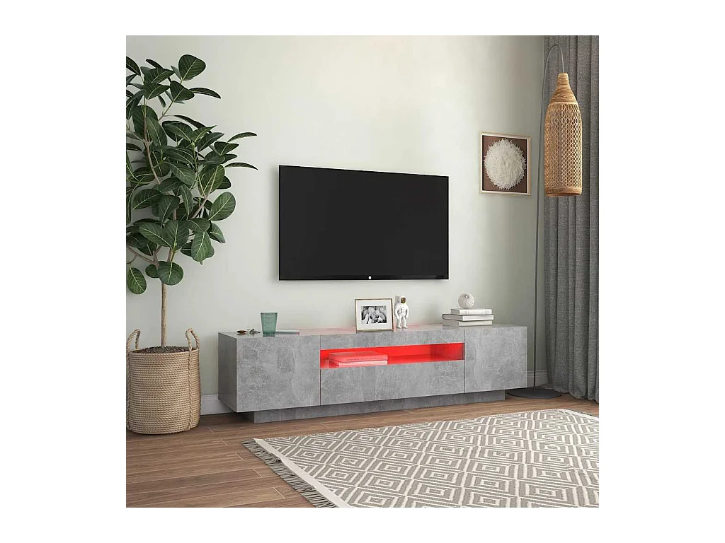 Mueble de TV | Mueble de salón con luces LED gris hormigón 160x35x40 cm