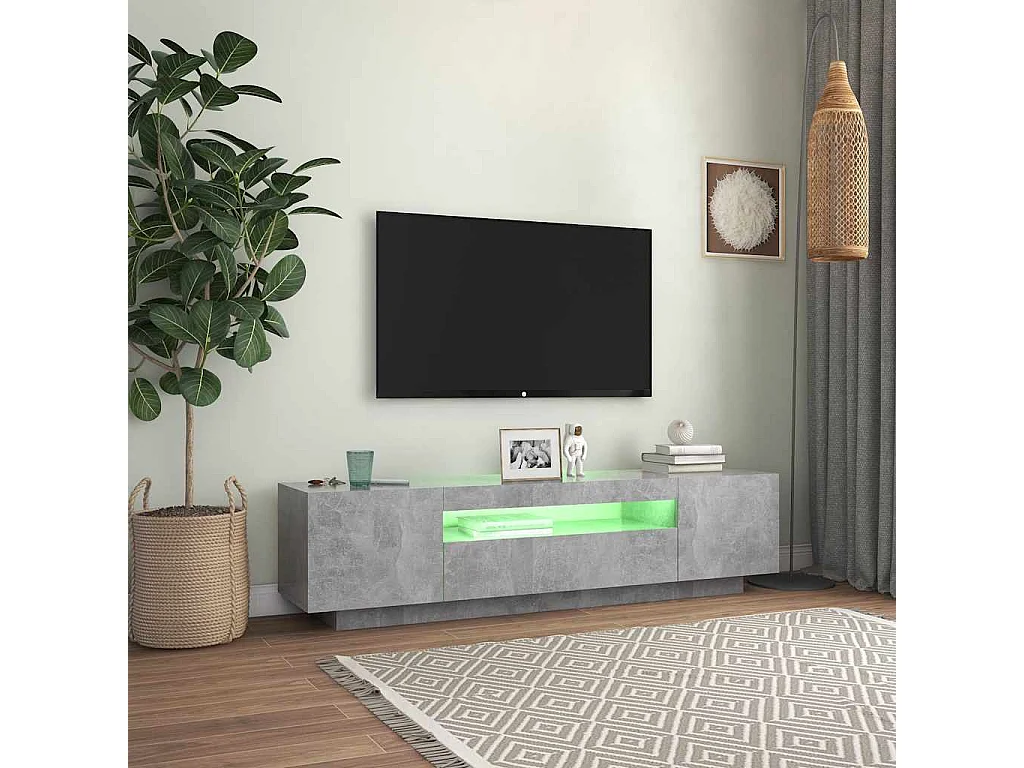 Mueble de TV | Mueble de salón con luces LED gris hormigón 160x35x40 cm