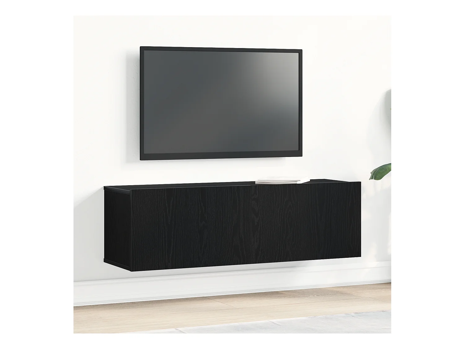 Meuble TV | Banc TV | Armoire TV mural en chêne noir 100x30x30 cm en bois reconstitué