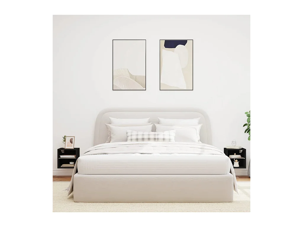 Muebles de TV | Gabinetes de TV |  Muebles de salón de pared con luces LED 2 uds negro 30x28,5x30 cm