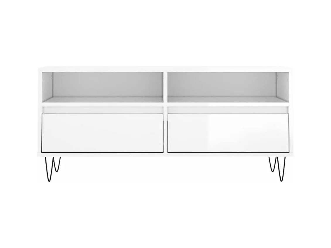 Mueble de TV | Mueble de salón madera contrachapada blanco brillo 100x34,5x44,5cm