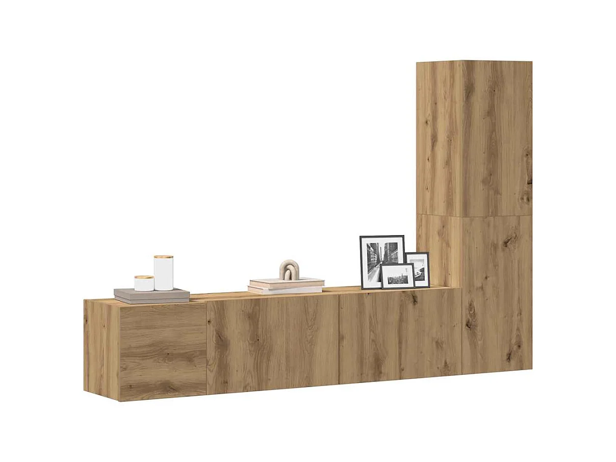 Meubles TV | Bancs TV | Armoires TV muraux 3 pcs chêne artisanal bois d'ingénierie