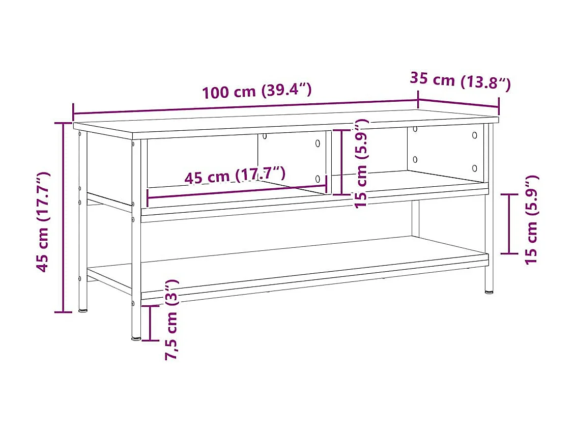 Gabinete de TV | Mueble de TV | Mueble de salón Madera vieja 100 x 35 x 45 cm