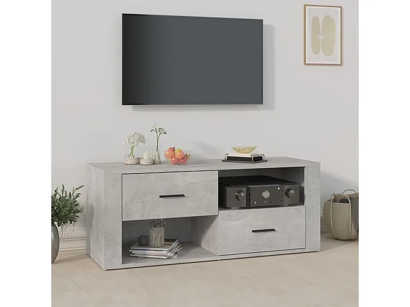 Mueble para TV  | Gabinete de TV |  Mueble de salón contrachapada gris hormigón 100x35x40 cm