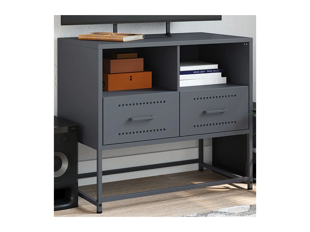 Mueble para TV  | Gabinete de TV |  Mueble de salón de acero gris antracita 68x39x60,5 cm