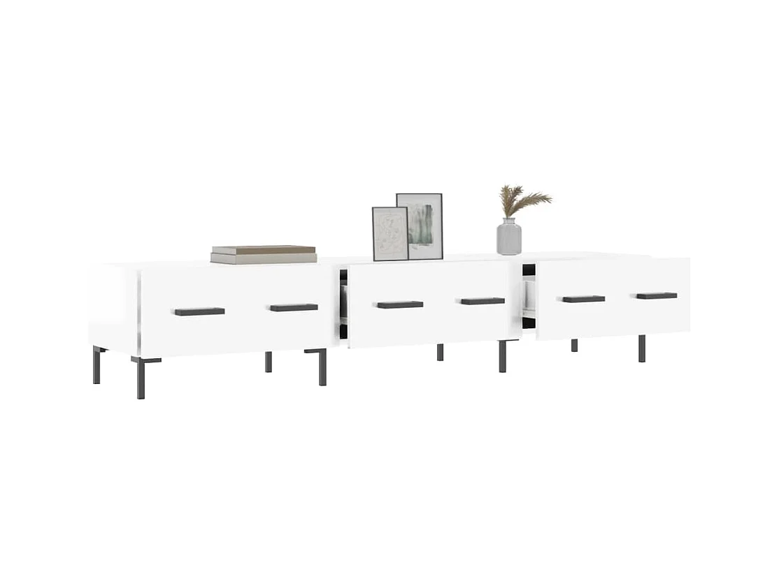 Mueble de TV | Mueble de salón madera de ingeniería blanco brillo 150x36x30 cm