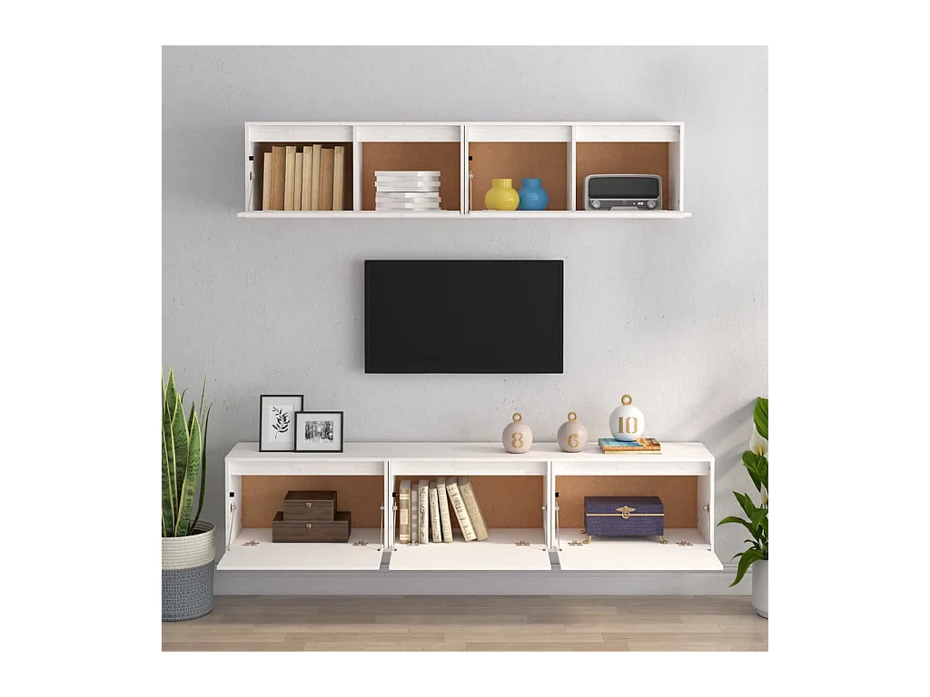 muebles para TV  | Gabinetes de TV |  Muebles de salón 5 piezas madera maciza de pino blanco