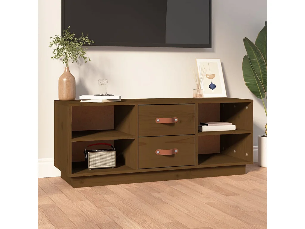Meuble TV | Banc TV | Armoire TV Marron miel 100x34x40 cm Bois de pin massif