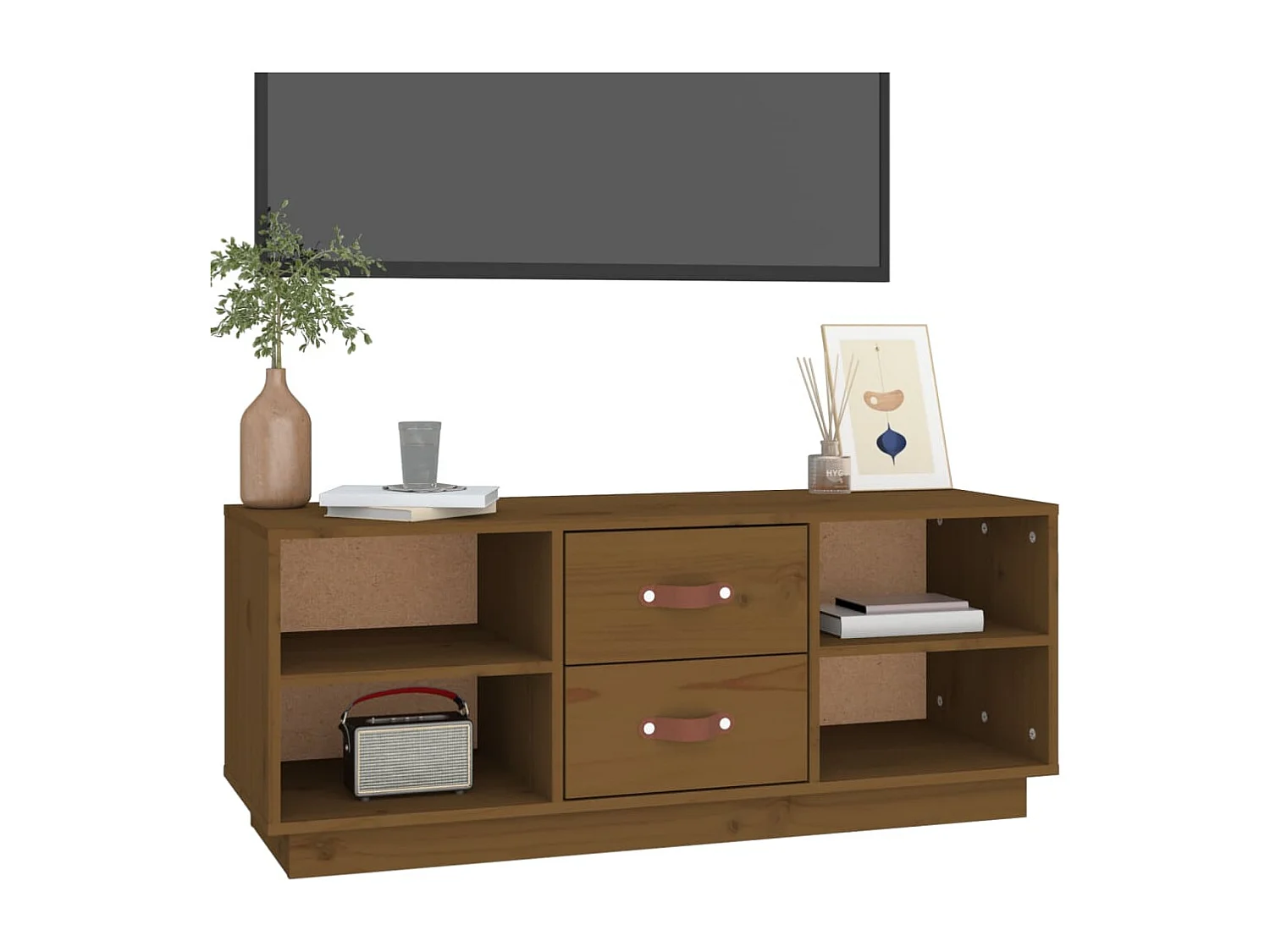 Meuble TV | Banc TV | Armoire TV Marron miel 100x34x40 cm Bois de pin massif