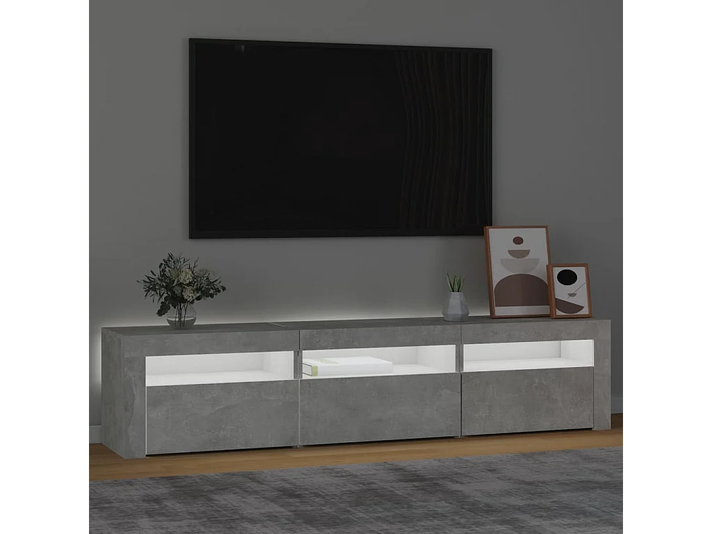 Mueble de TV | Mueble de salón con luces LED gris hormigón 180x35x40 cm