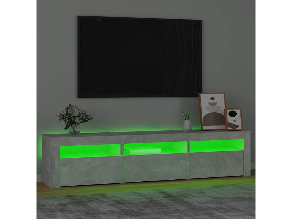 Mueble de TV | Mueble de salón con luces LED gris hormigón 180x35x40 cm