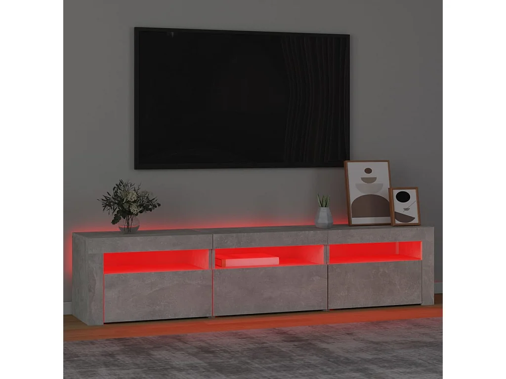 Mueble de TV | Mueble de salón con luces LED gris hormigón 180x35x40 cm