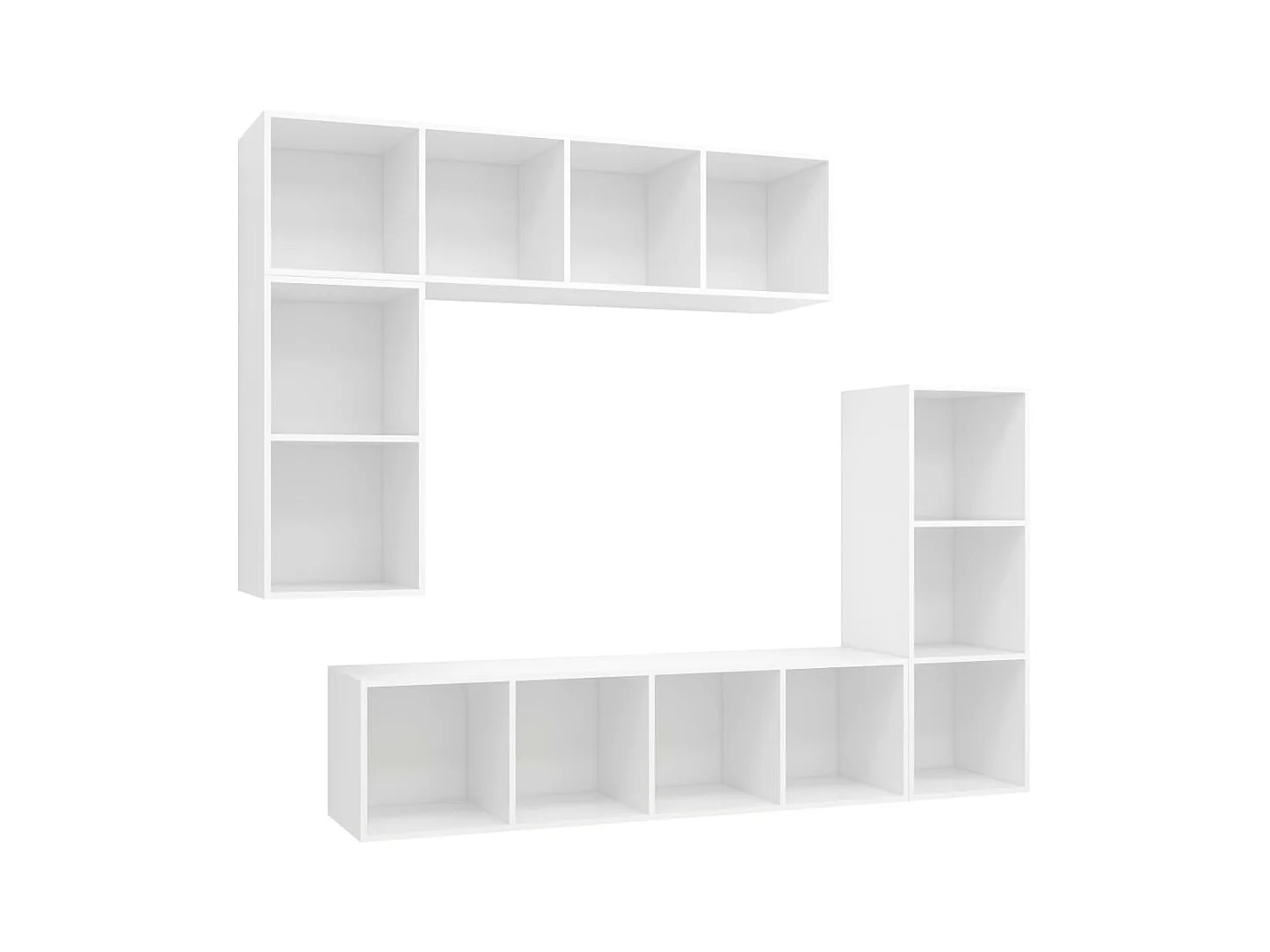 Set de muebles para TV  | Gabinetes de TV |  Muebles de salón 4 piezas madera contrachapada blanco