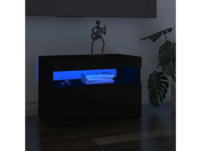 Mueble de TV | Mueble de salón con luces LED negro 60x35x40 cm