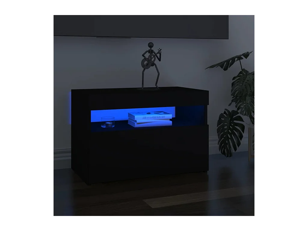 Meuble TV | Banc TV | Armoire TV avec lumières LED noir 60x35x40 cm