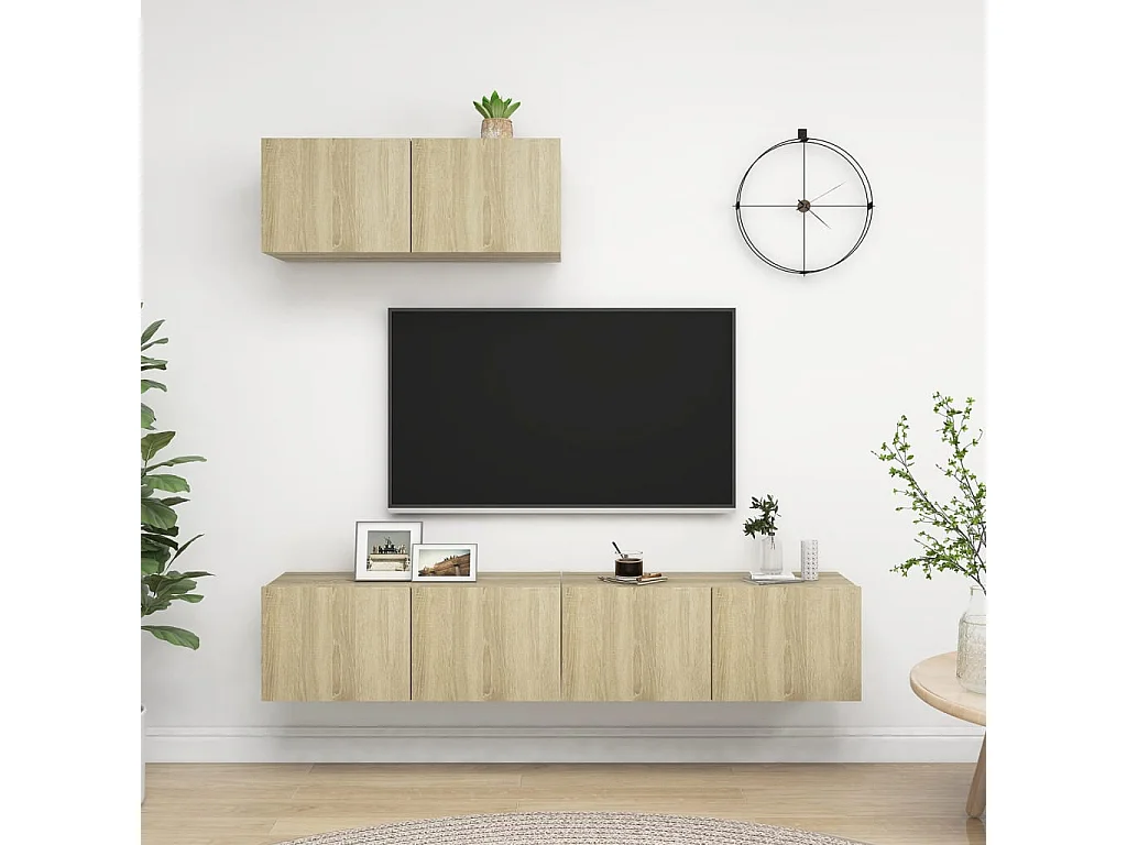 Juego de muebles de salón | Gabinetes de TV |  Muebles de TV 2 piezas roble Sonoma