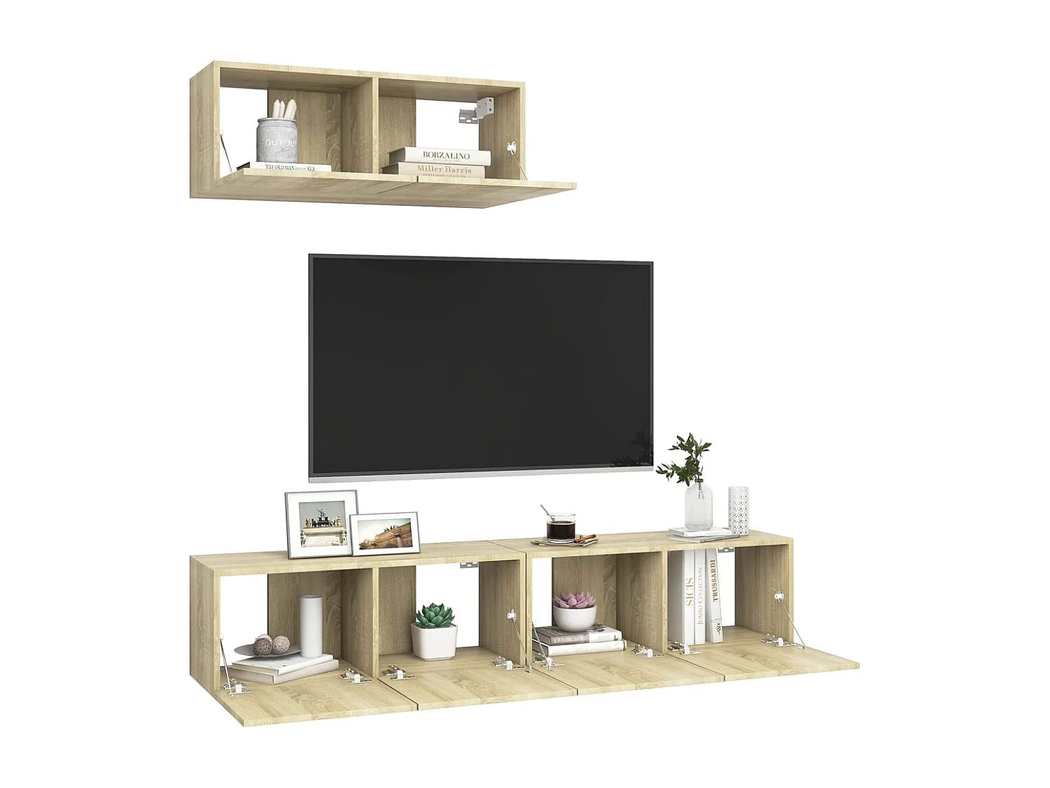 Juego de muebles de salón | Gabinetes de TV |  Muebles de TV 2 piezas roble Sonoma