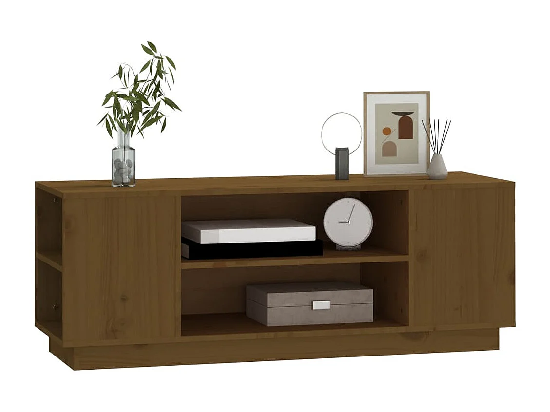 Meuble TV | Banc TV | Armoire TV Marron miel 110x35x40,5 cm Bois de pin massif