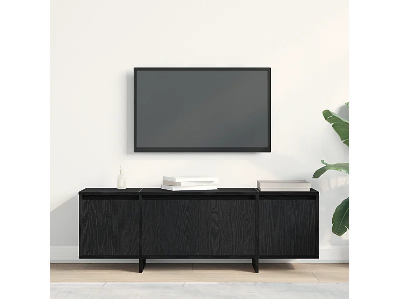 Meuble TV | Banc TV | Armoire TV Noir Chêne 120x30x40,5 cm en bois de génie
