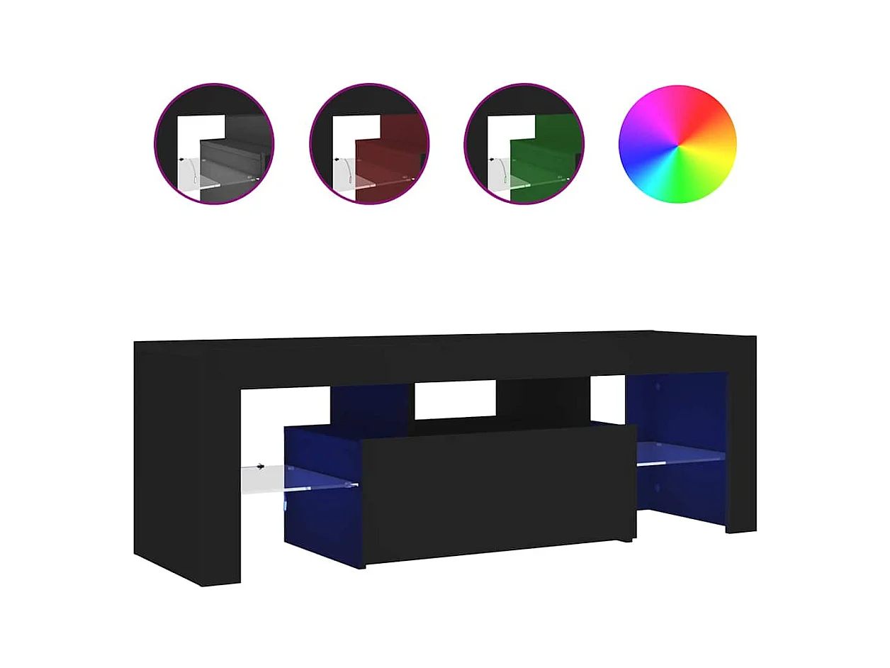 Mueble de TV | Mueble de salón con luces LED negro 120x35x40 cm