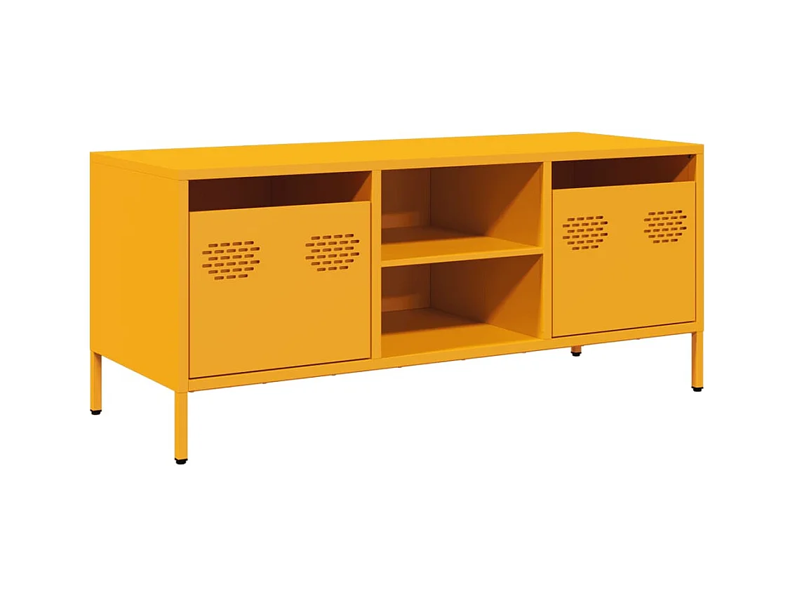 Mueble para TV  | Gabinete de TV |  Mueble de salón acero laminado en frío amarillo 101,5x39x43,5 cm