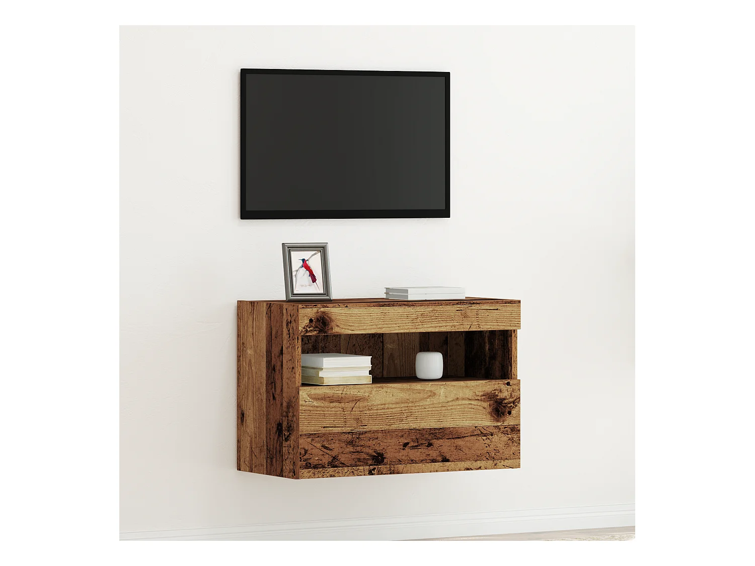 Meuble TV | Banc TV | Armoire TV avec éclairage LED Bois ancien 60x30x40 cm