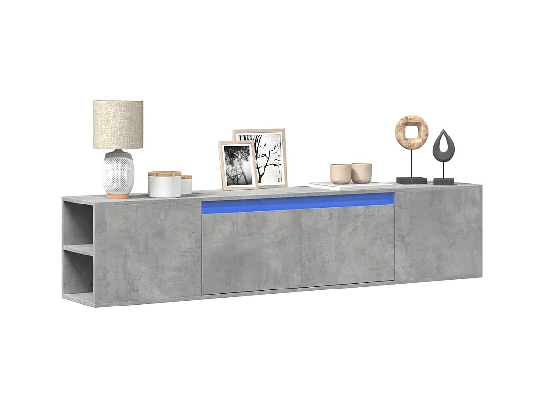 Tv-wandmeubel | TV-kast | Tv-Bank met LED-verlichting 180x31x39,5 cm betongrijs