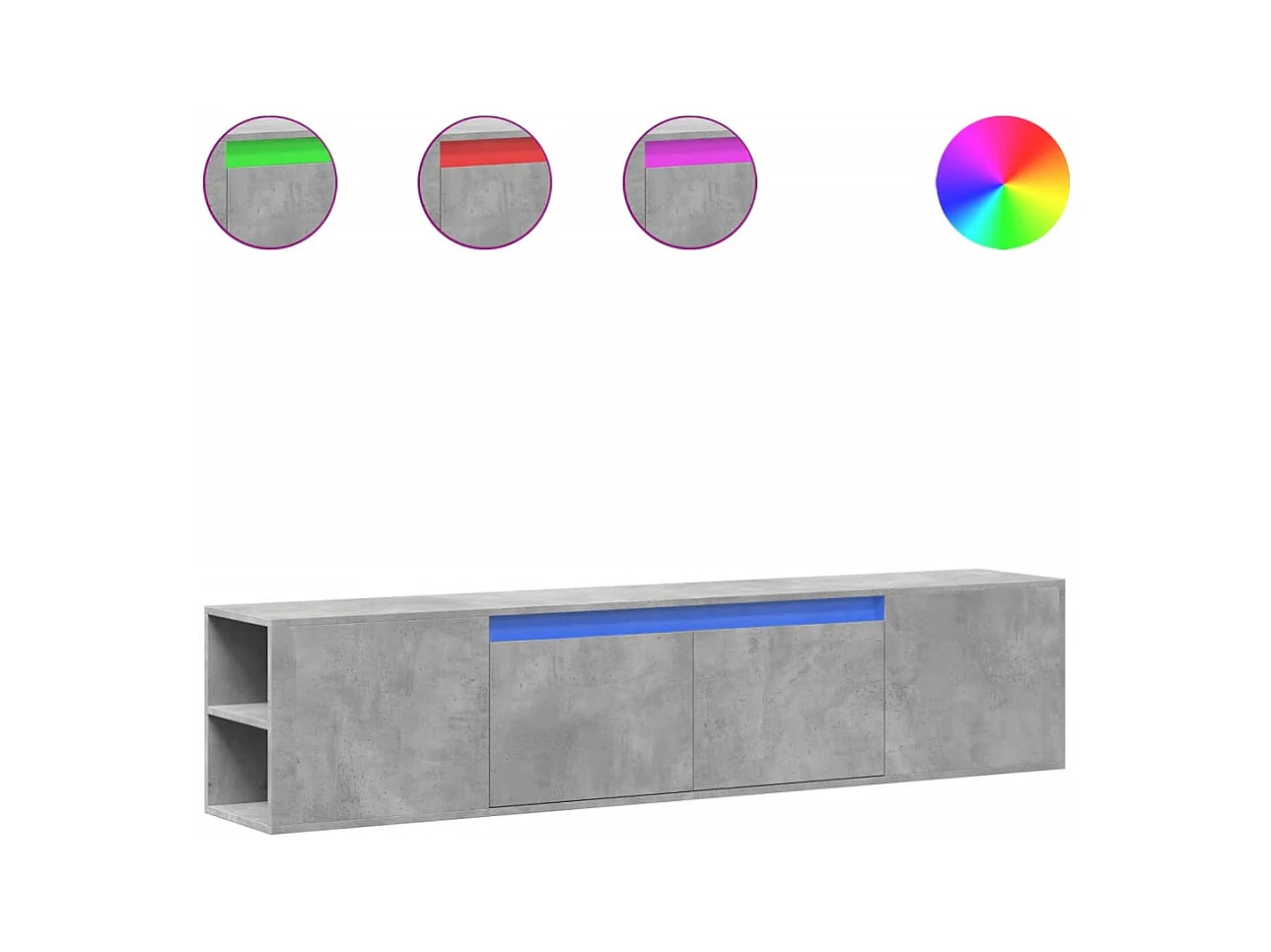 Tv-wandmeubel | TV-kast | Tv-Bank met LED-verlichting 180x31x39,5 cm betongrijs