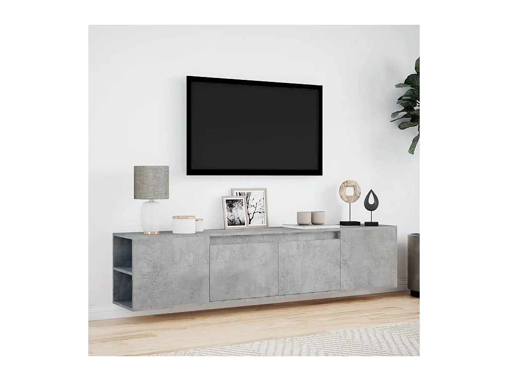 Tv-wandmeubel | TV-kast | Tv-Bank met LED-verlichting 180x31x39,5 cm betongrijs