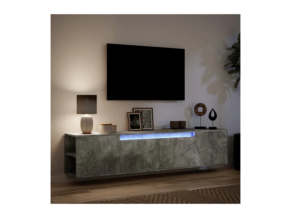 Tv-wandmeubel | TV-kast | Tv-Bank met LED-verlichting 180x31x39,5 cm betongrijs