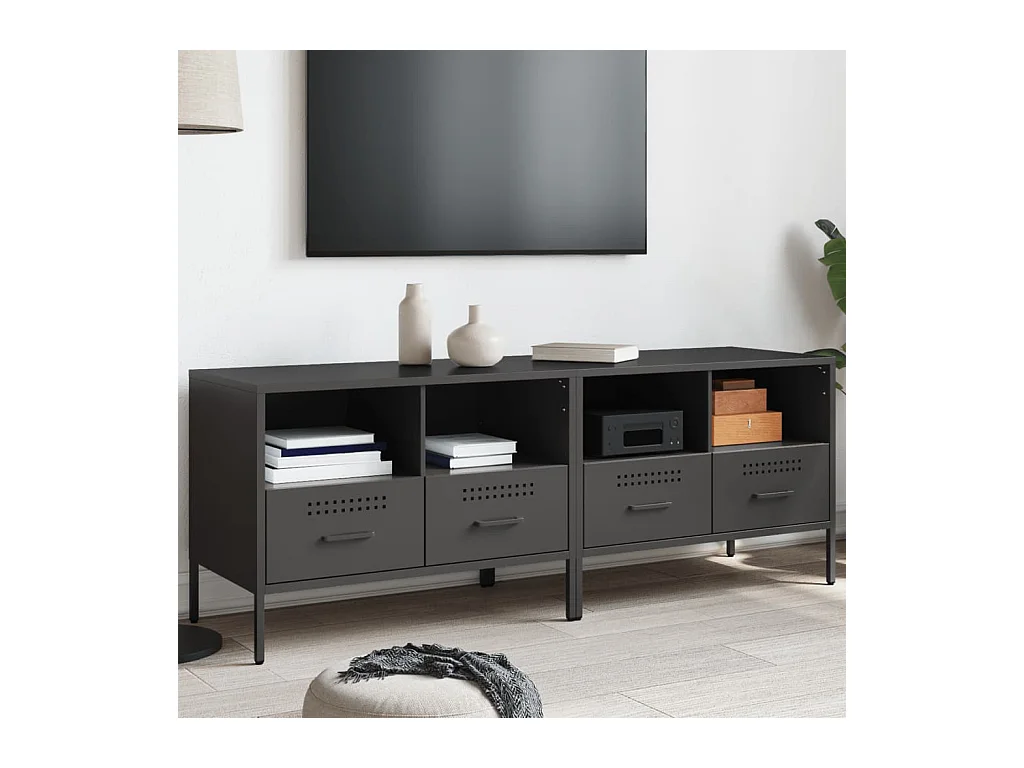 muebles para TV  | Gabinetes de TV |  Muebles de salón 2 unidades acero negro 68x39x50,5 cm