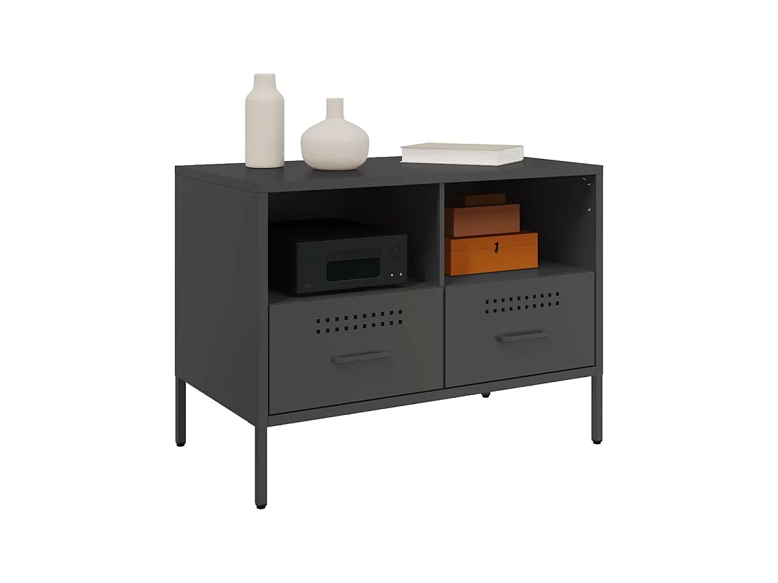 muebles para TV  | Gabinetes de TV |  Muebles de salón 2 unidades acero negro 68x39x50,5 cm