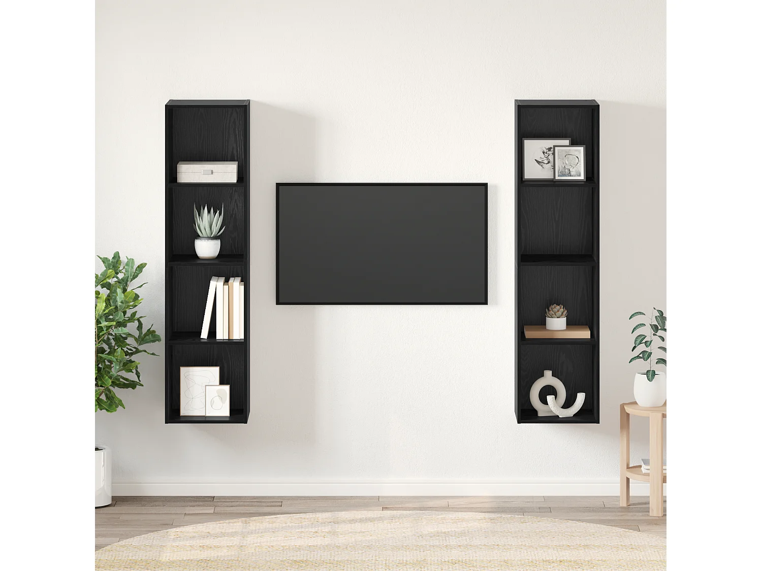 Gabinete de TV | Mueble de TV | Mueble de salón 2 pcs Negro 37 x 37 x 142.5 cm