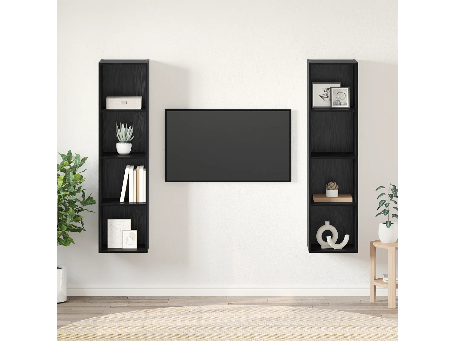 Gabinete de TV | Mueble de TV | Mueble de salón 2 pcs Negro 37 x 37 x 142.5 cm