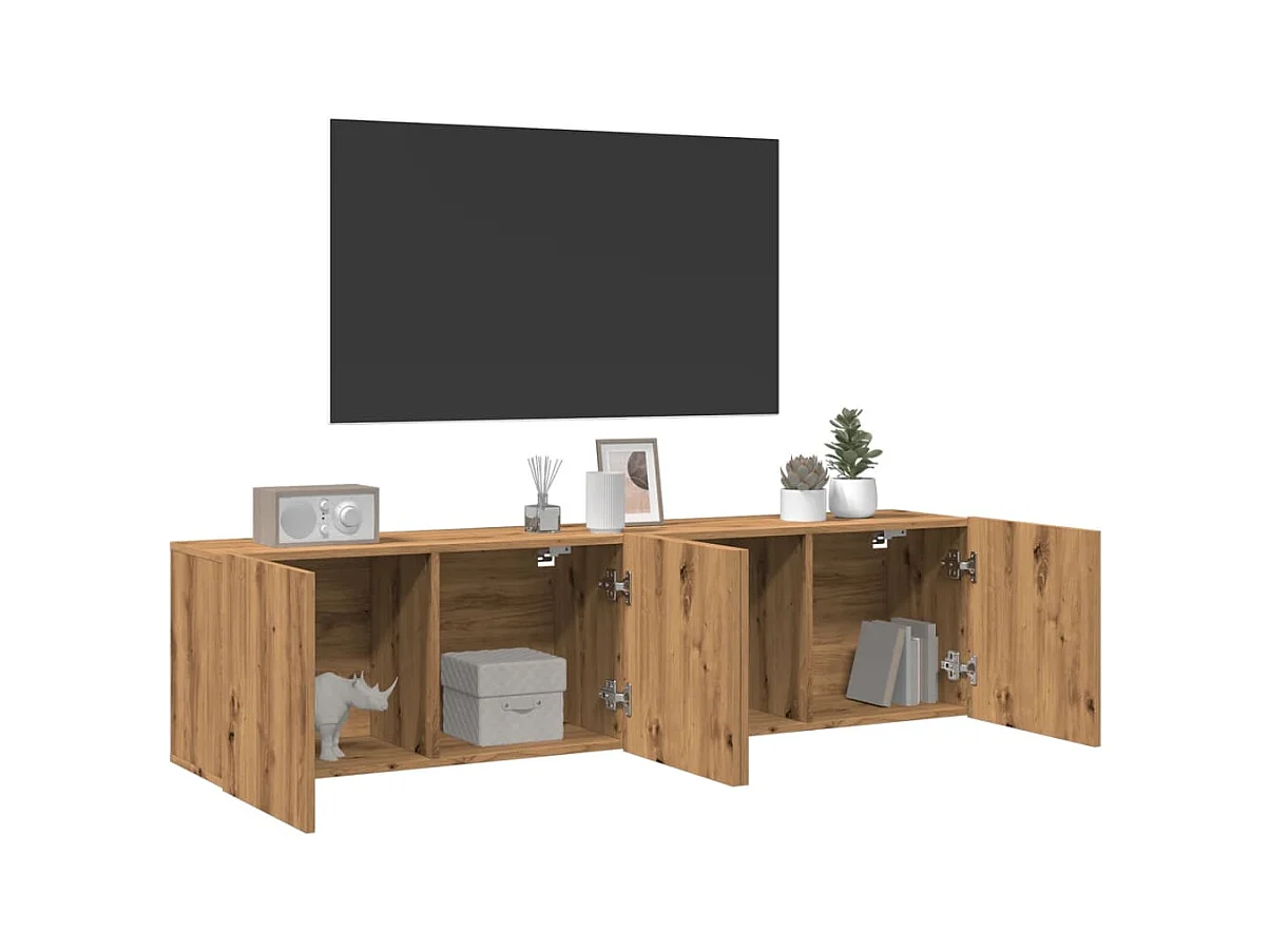 Muebles de TV | Gabinetes de TV |  Muebles de salón de pared 2 unidades roble artisian 80x30x41 cm