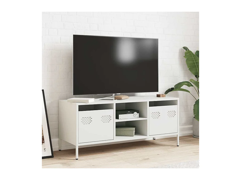 Mueble para TV  | Gabinete de TV |  Mueble de salón acero laminado en frío blanco 101,5x39x43,5 cm