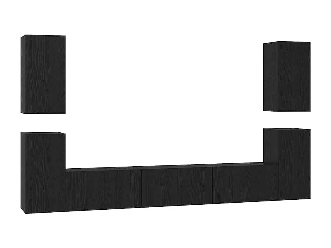 Conjunto de Mueble de TV | Mueble de salón 7 pcs Roble negro 60 x 30 x 30 cm