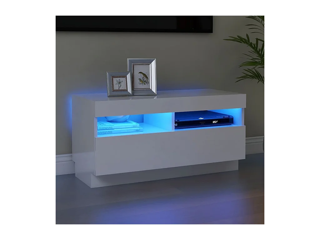 Mueble de TV | Mueble de salón con luces LED blanco brillante 80x35x40 cm