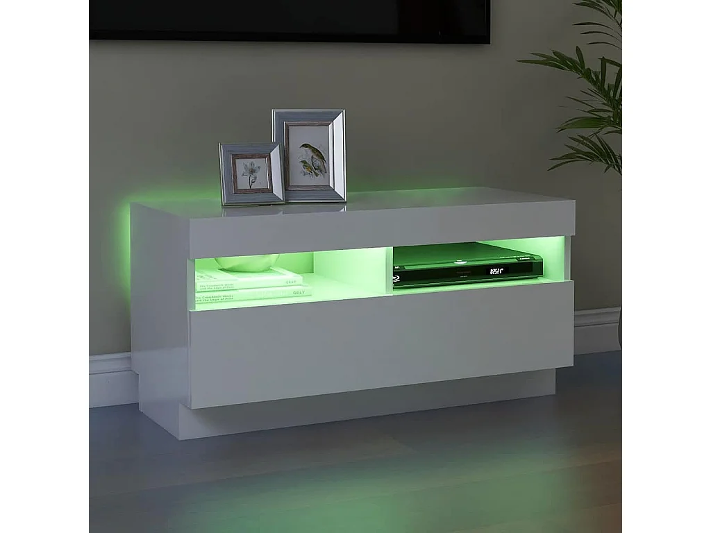 Mueble de TV | Mueble de salón con luces LED blanco brillante 80x35x40 cm