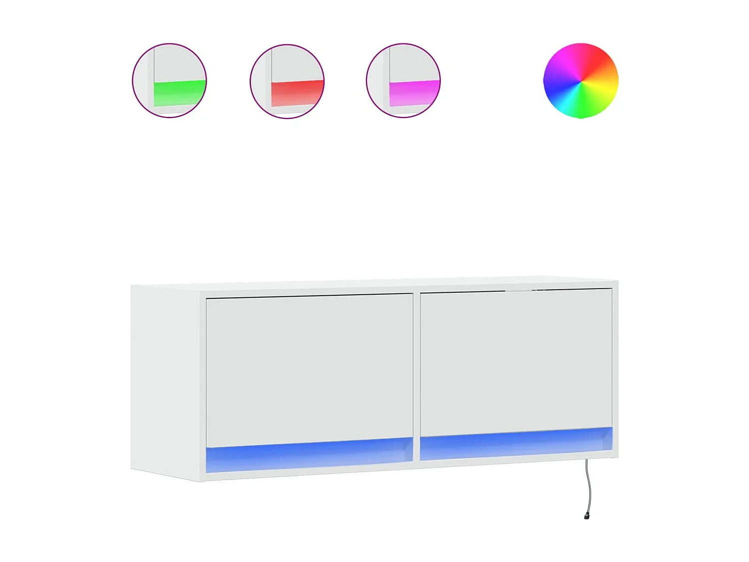 Mueble de TV | Mueble de salón de pared con luces LED blanco 100x31x35 cm