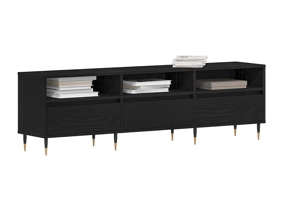 Meuble TV | Banc TV | Armoire TV Chêne Noir 150x30x44,5 cm Bois reconstitué
