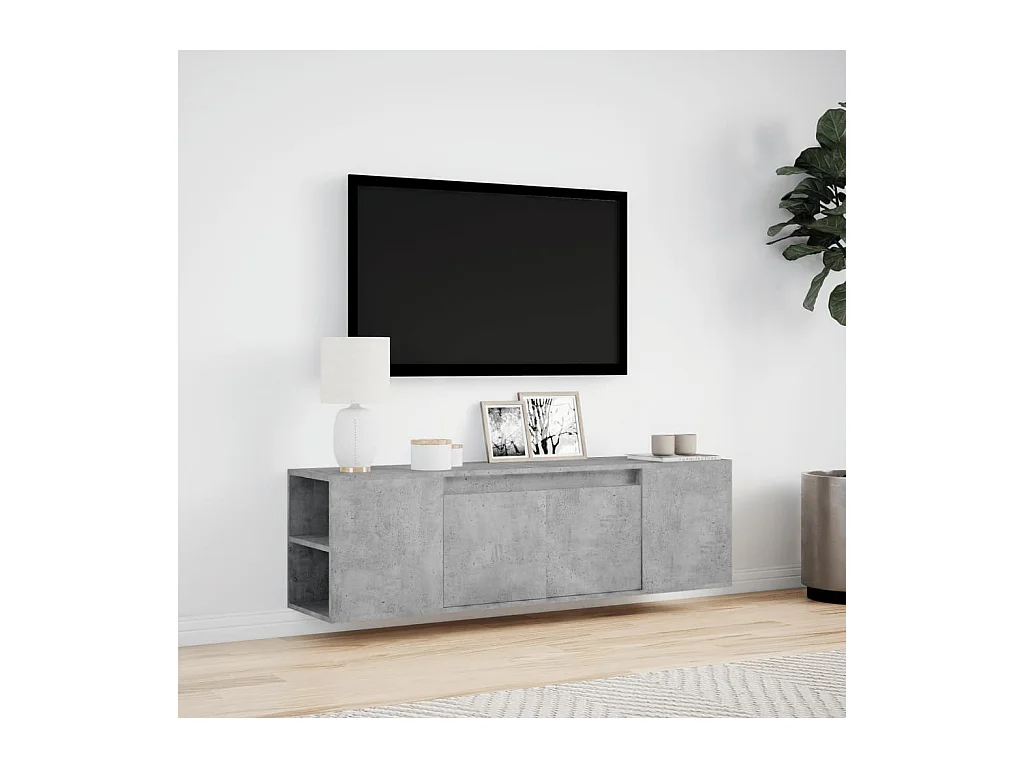 Tv-wandmeubel | TV-kast | Tv-Bank met LED-verlichting 135x31x39,5 cm betongrijs