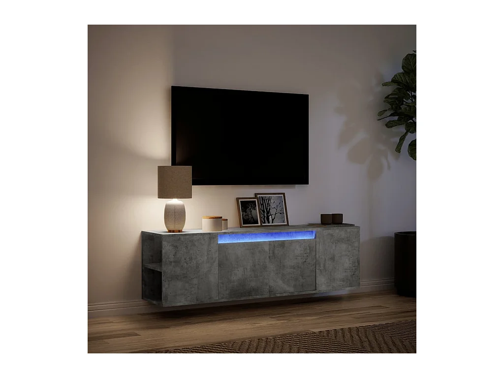 Tv-wandmeubel | TV-kast | Tv-Bank met LED-verlichting 135x31x39,5 cm betongrijs