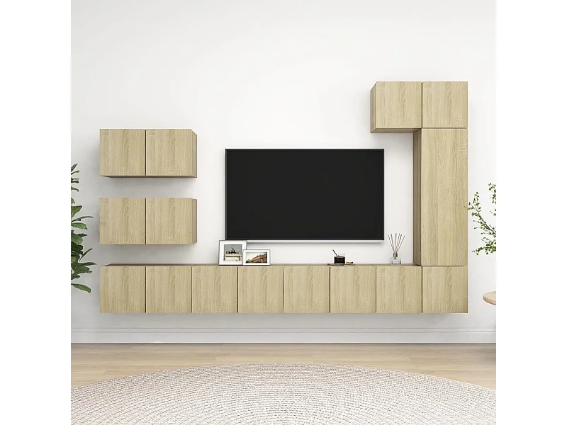 Ensemble de meubles TV | Bancs TV | Armoires TV 8 pcs Chêne sonoma Bois d'ingénierie