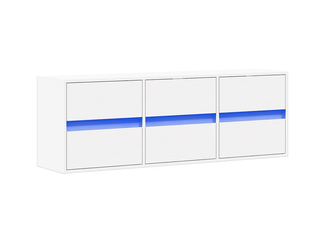 Mueble de TV | Mueble de salón de pared con luces LED blanco 130x31x45 cm