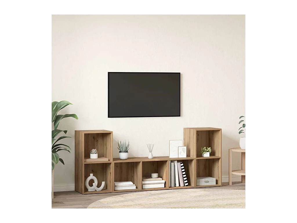 Gabinete de TV | Mueble de TV | Mueble de salón 3 pcs Marrón 107 x 35 x 37 cm