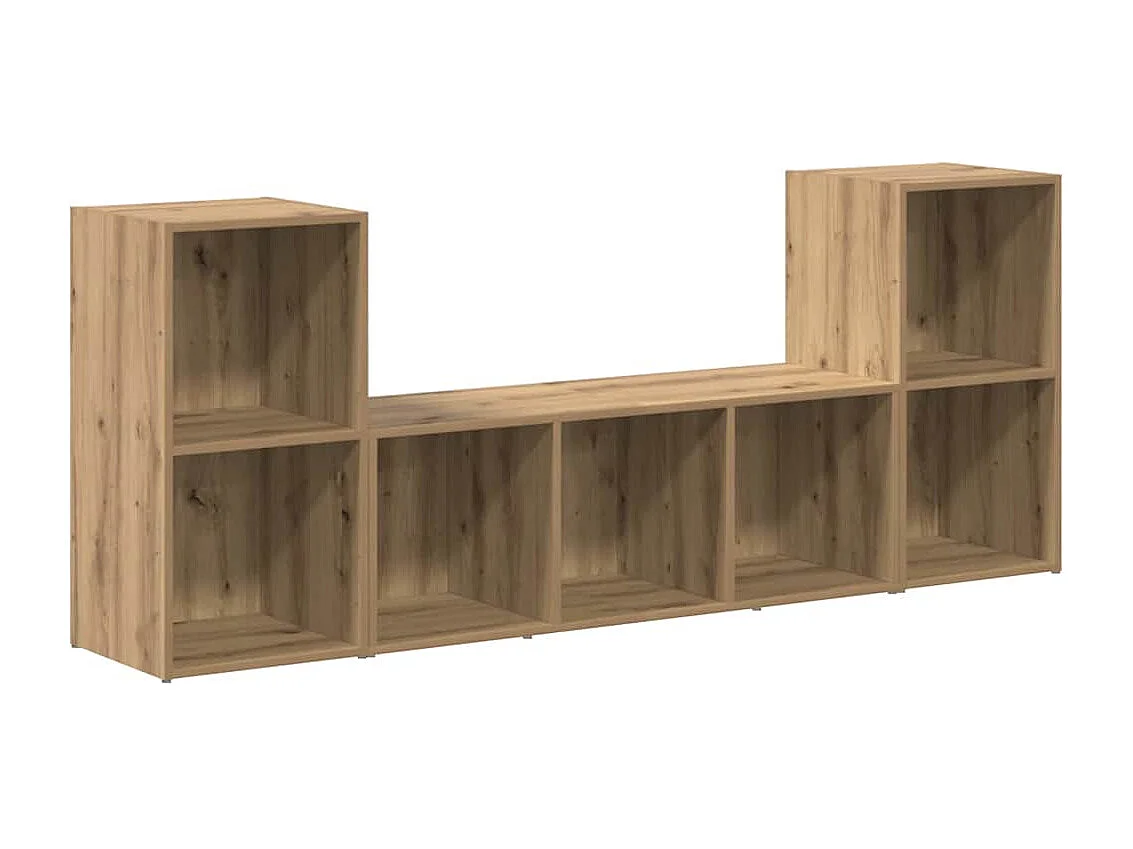 TV-kast | Tv-meubel | Tv-Bank set 3 pcs Bruin 107 x 35 x 37 cm Bewerkt hout