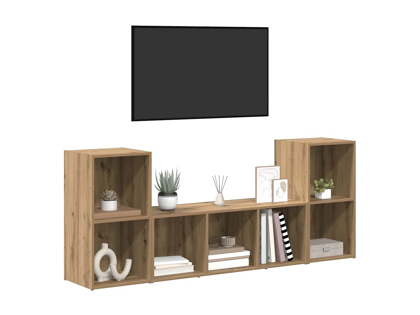 TV-kast | Tv-meubel | Tv-Bank set 3 pcs Bruin 107 x 35 x 37 cm Bewerkt hout